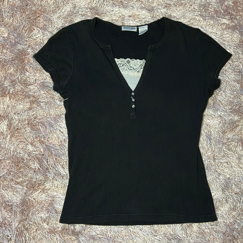 Navy blue henley style top